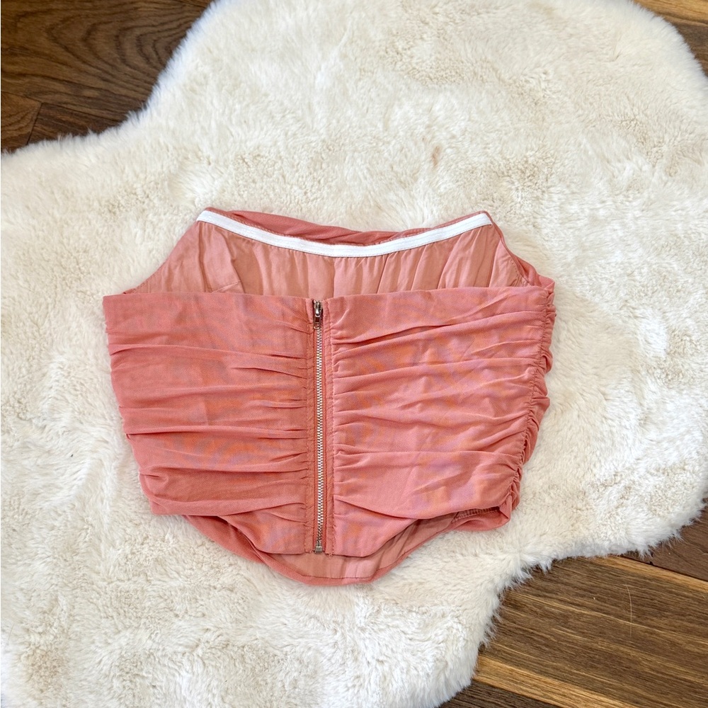 Chic Pink Ruched Crop Top - Picture 5 of 7